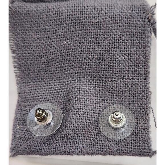 Kiera Blue Stone Surrounded By Rhinestones In Flower Shape Stud Earrings - Picture 2 of 3